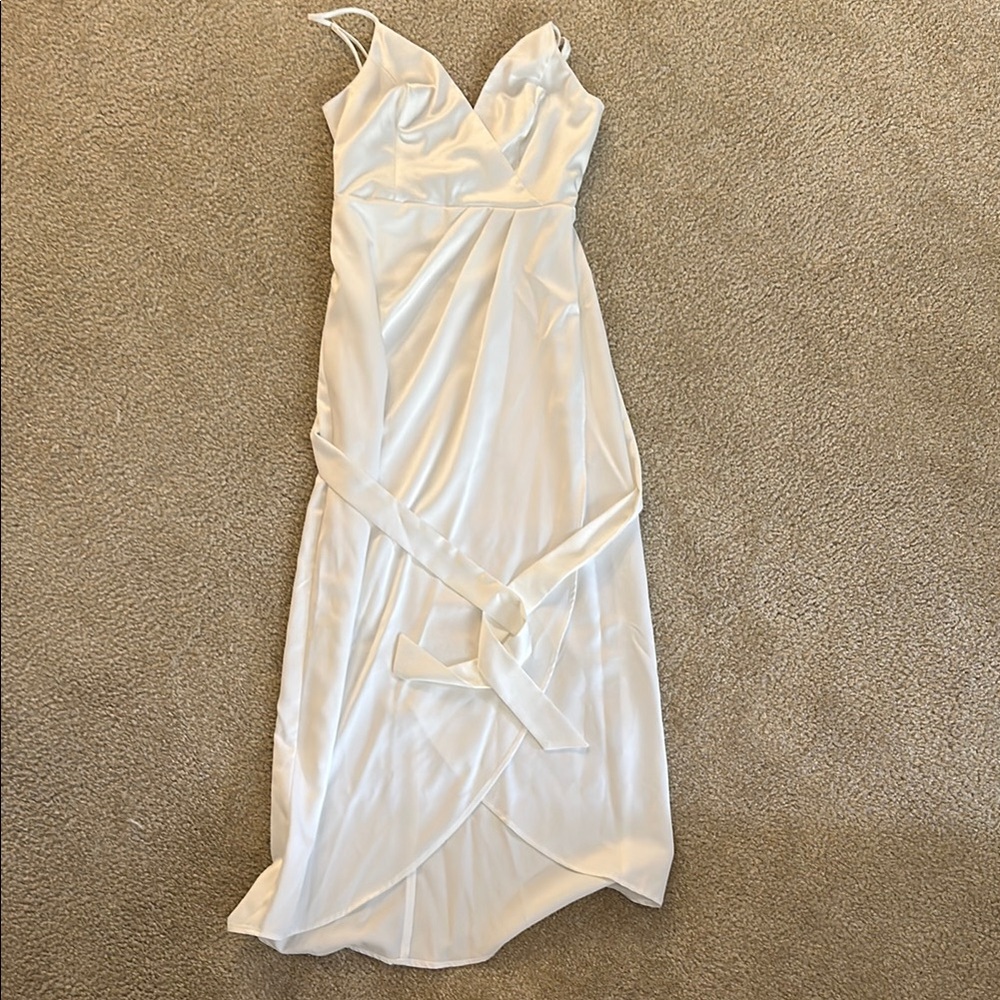 Elegant White Satin Dress